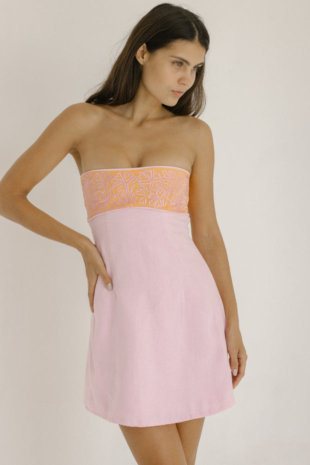 pink and orange strapless dress Pink/Orange She's The Prize Satin Strapless Mini Bow Dress | XL | Ellae Lisque - For Events